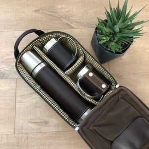 Thermos set in leather case